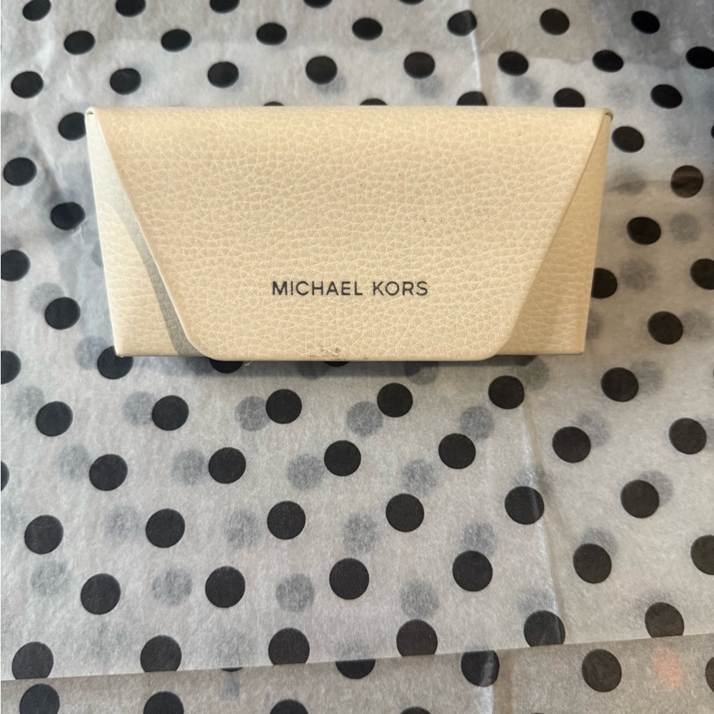 Michael Kors Rose Gold Aviator Sunglasses with Cream Case